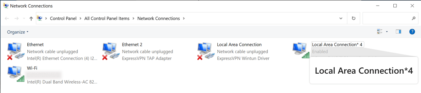 You will see a network called “Local Area Connection.”