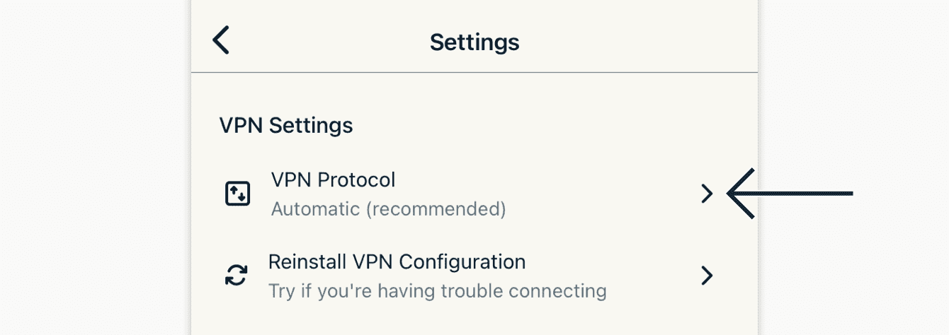 Tryck på "VPN-protokoll".