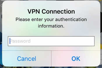 การเชื่อมต่อ VPN ป้อนข้อมูลการตรวจสอบ
