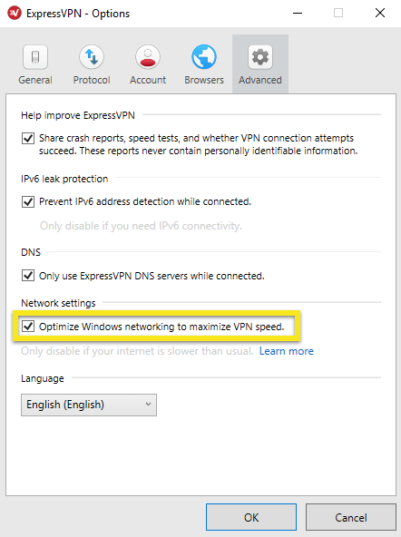expressvpn for windows network settings