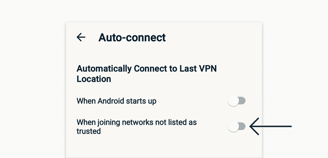 Активируйте опцию "При подключении к сетям, не входящим в список надежных сетей".