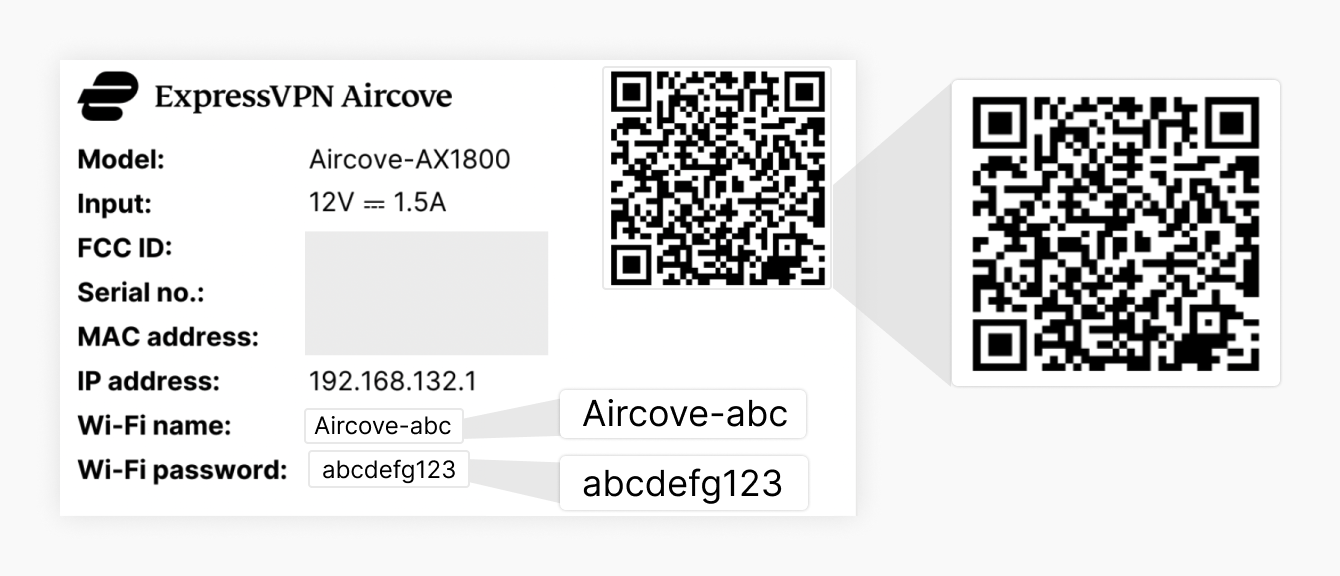 Aircove hinteres Etikett QR-Code