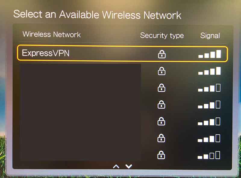 select the wireless network that you set up