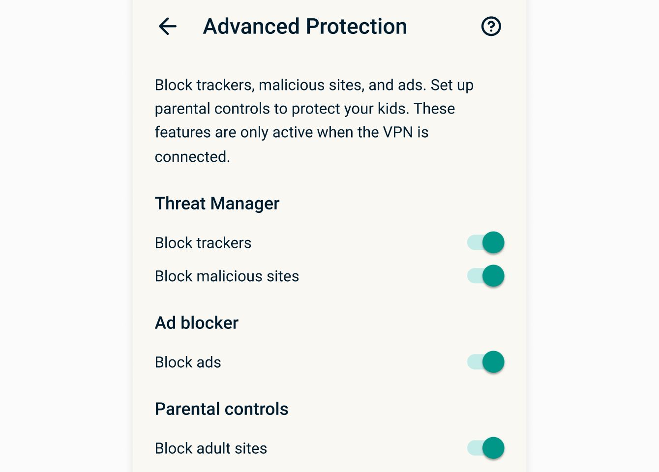Innstillinger for avansert beskyttelse på Android