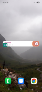 Android home screen showing the ExpressVPN widget. The VPN server location flag is highlighted.