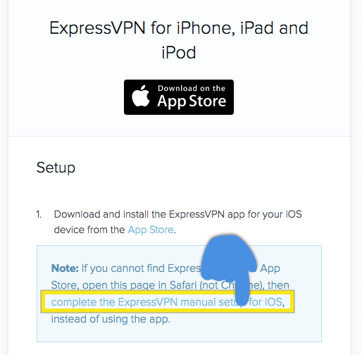 如何为iPad或iPhone的iOS系统手动设置ExpressVNP