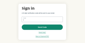 ExpressVPN sign in page requesting email credentials.