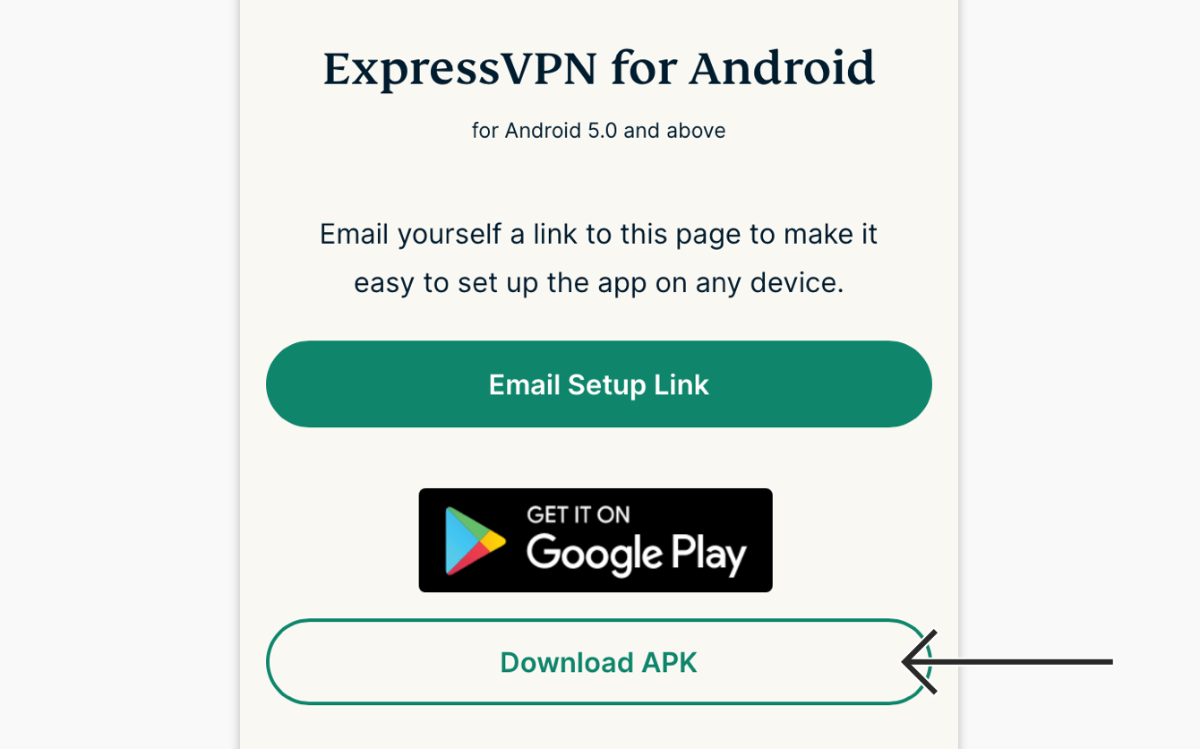 Dentro de "ExpressVPN para Android," toque "Descargar APK".