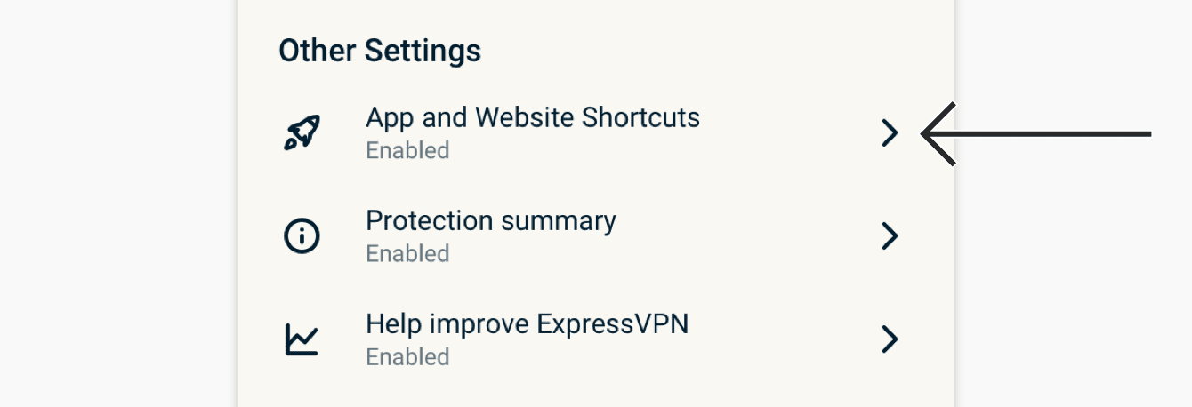 Tap "App and Website Shortcuts."