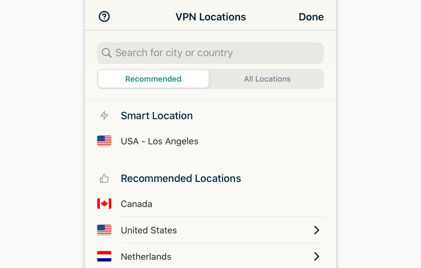 The "Recommended" tab shows you ExpressVPN’s top picks for you.
