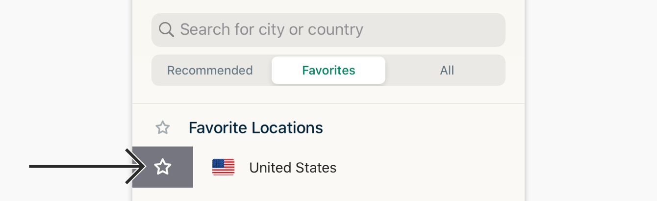 To remove a location from your favorites, swipe right on it again.