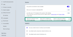 Proxy settings shown in Opera's Mac UI