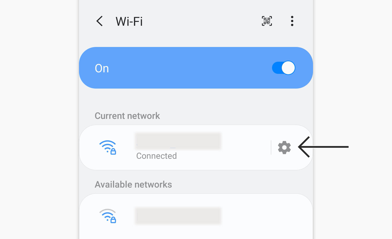 Tap the gear icon next to your current active Wi-Fi network.