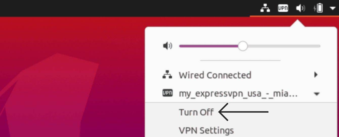 VPN 프로필을 선택한 다음 “Turn off”를 클릭하세요.