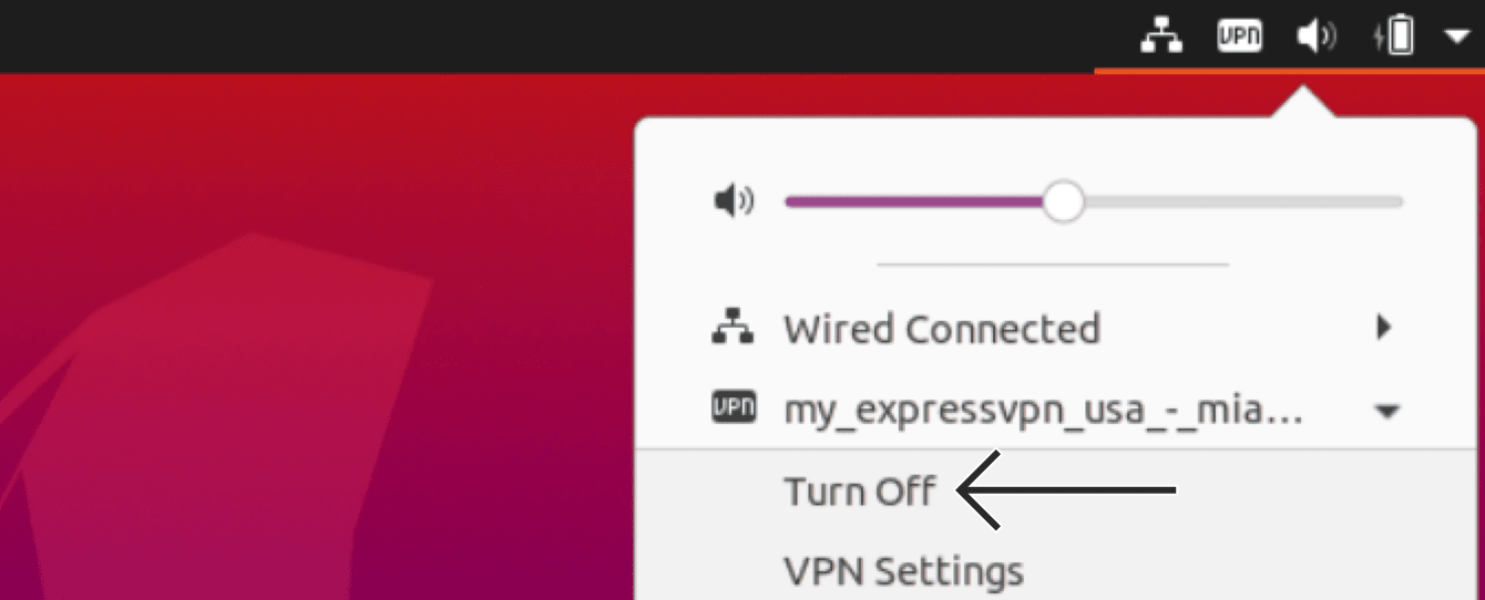 Select the VPN profile, then click “Turn off.”