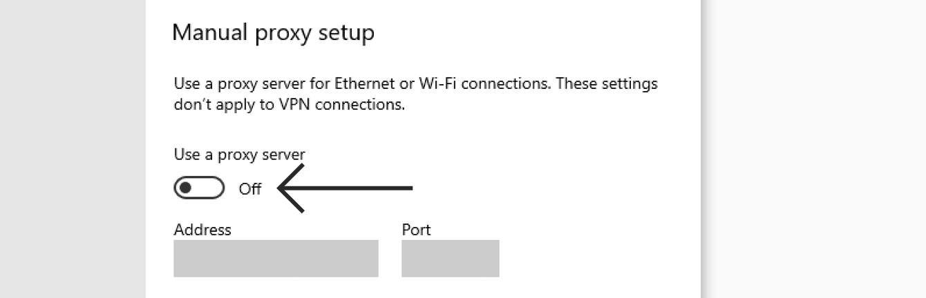 Sett «Bruk en proxy-server» til av.