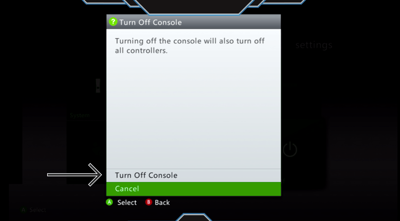 Select “Turn Off Console.”