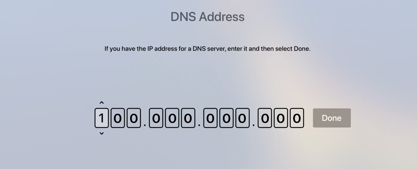Enter the numbers of your MediaStreamer DNS IP address.