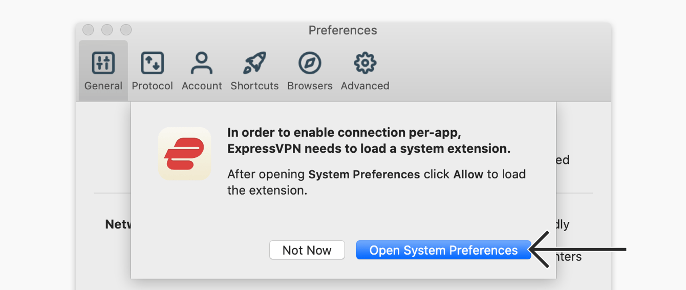 Click "Open System Preferences."