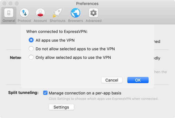 What happens to my DNS queries when I use split tunneling?