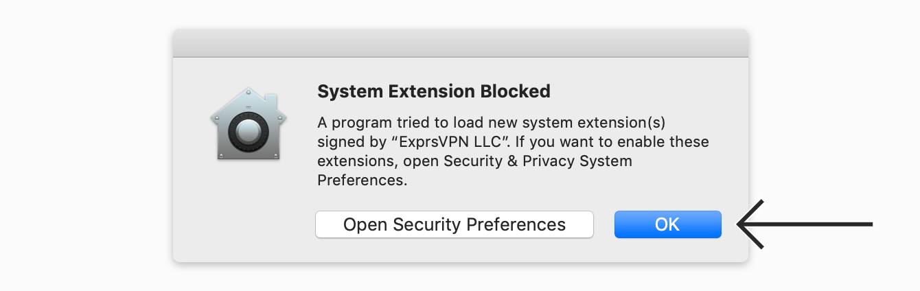 Click "OK" to enable system extensions. 