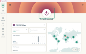 ExpressVPN main dashboard showing Not Protected status