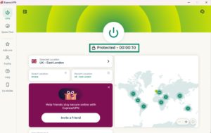 VPN connected screen showing Protected status