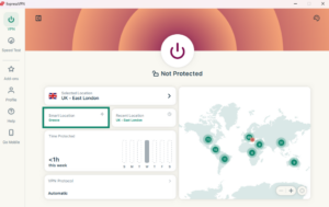 ExpressVPN dashboard showing Smart Location option