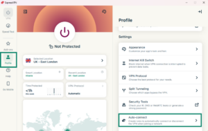 ExpressVPN Profile settings with Auto-connect option selected