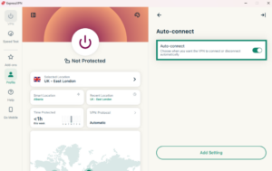 ExpressVPN Auto-connect settings with toggle enabled