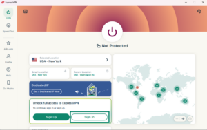 ExpressVPN app showing Sign In button