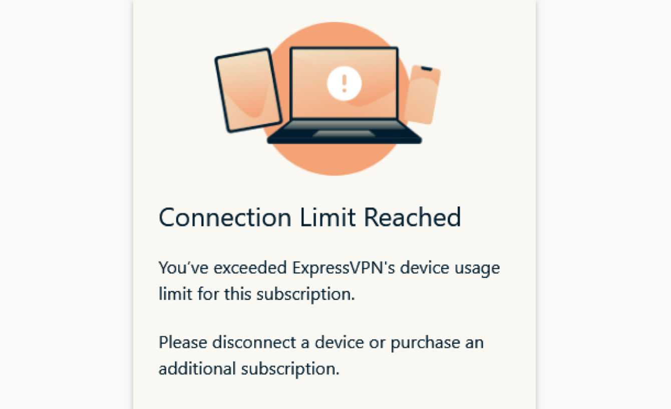 If you try to connect more than five devices simultaneously, you will see a screen that says, "Connection limit reached."