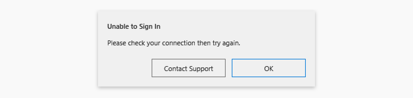 Please check your connection then try again.