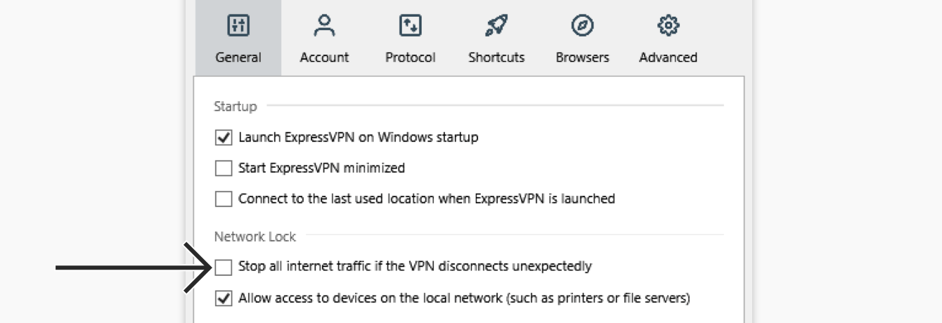 Uncheck "Stop all internet traffic if the VPN disconnects unexpectedly."