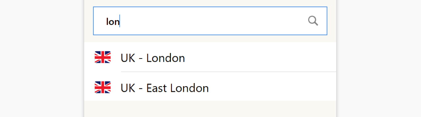 To search for a location, enter the location in the search bar. 