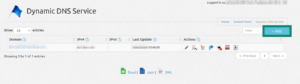 "+Add" button highlighted in the DDNS section of the Dynu DNS website.