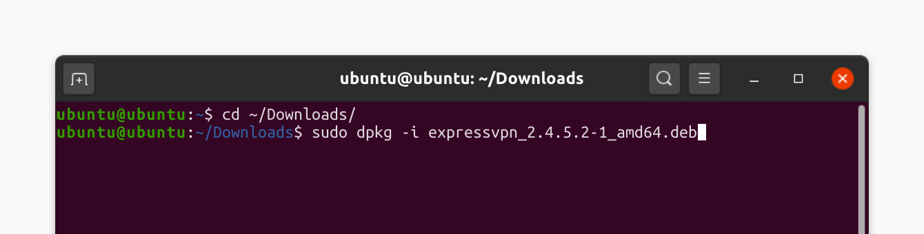 Run command to install the ExpressVPN installer file.