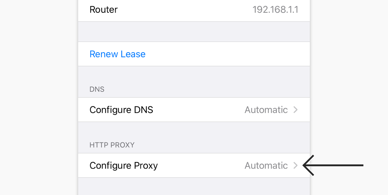 Tap “Configure Proxy.”