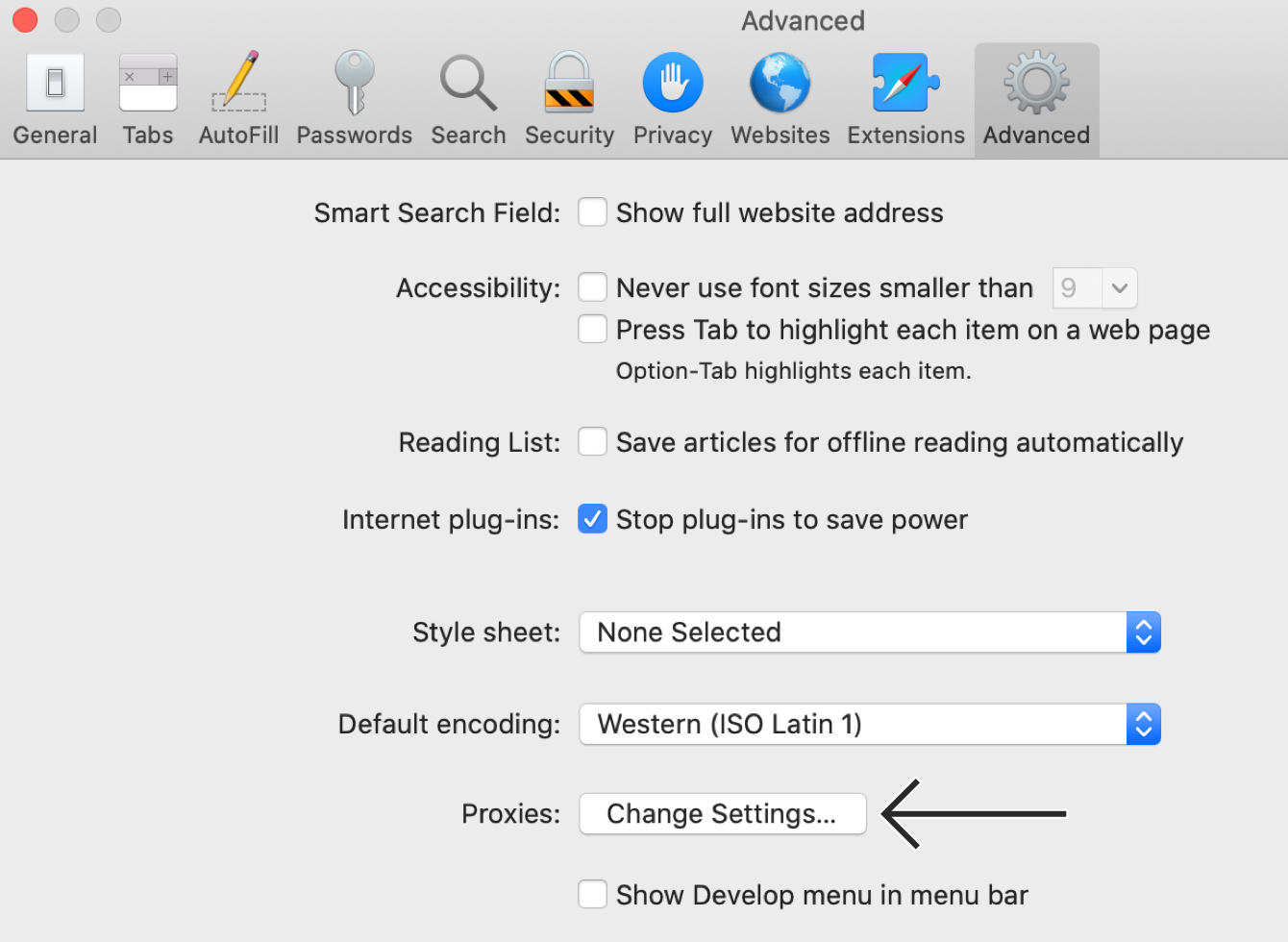 In the “Advanced” tab, click “Change Settings…”