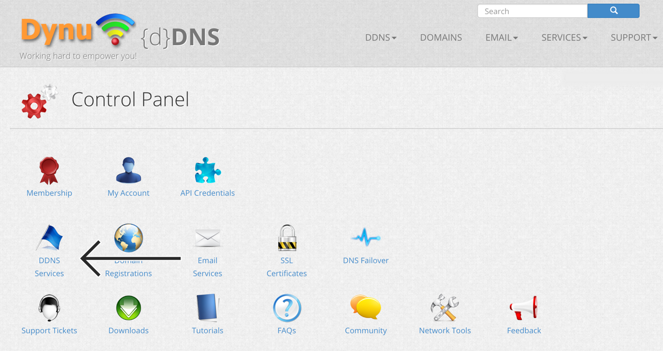 "DDNS 서비스"를 선택하세요.