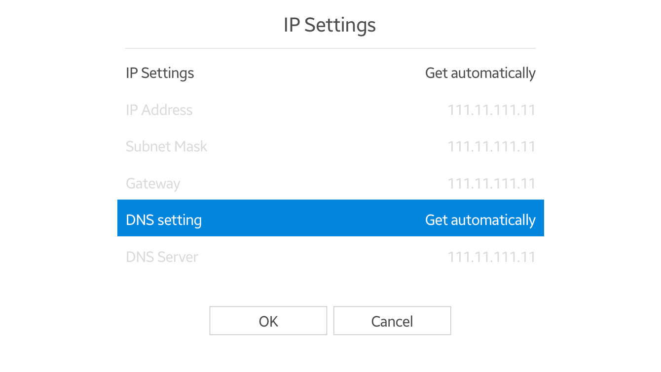 Select "DNS setting" in IP Settings. 