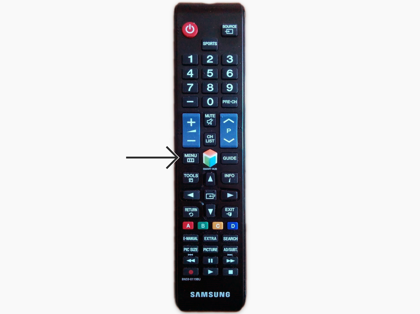 Press the "MENU" button on your remote. 