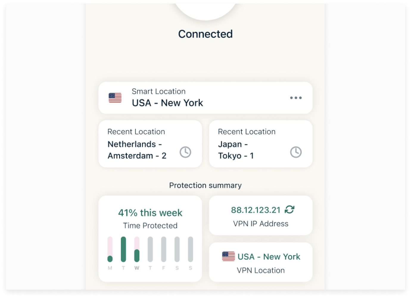 ExpressVPN Protection Summary on iOS app.