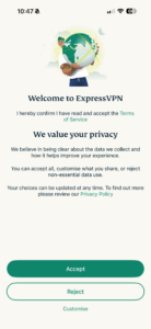 ExpressVPN iOS app Terms of Service.