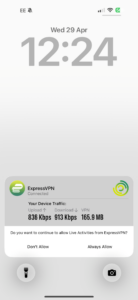 ExpressVPN iOS app network insights results.