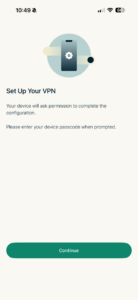 ExpressVPN sign in to iOS app.