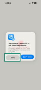 ExpressVPN iOS app allow configurations.