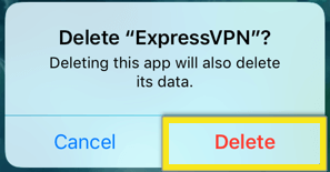 confirm delete expressvpn ios