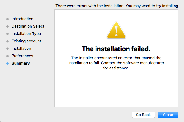 erroe message installing office on mac