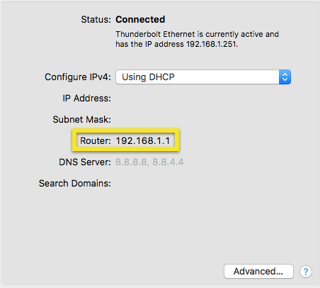 how to find gateway address on mac